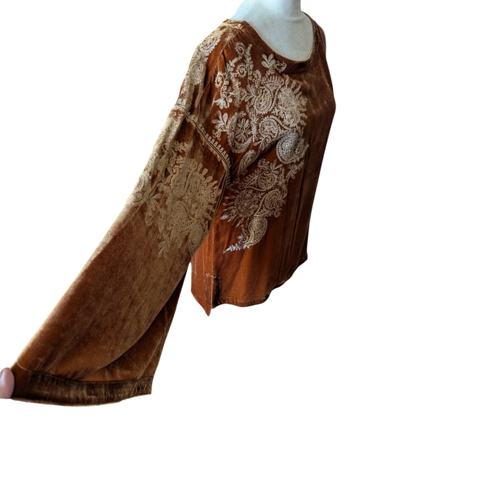 Sundance Burnt Orange Velvet Embroidered Tunic - Picture 7 of 16